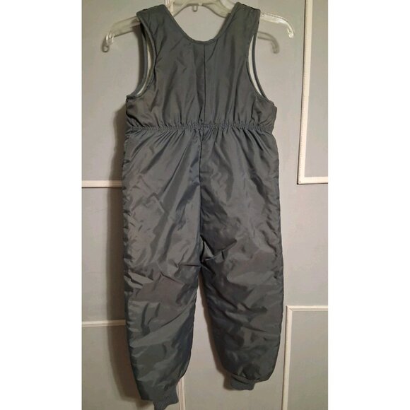 Vtg Weather Tamer Snow Pants Bibs Gray Nylon Kids Size 5T Zip Up & Buttons Ski - Picture 2 of 10